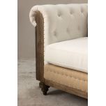 deconstructed chesterfield style sofa with wooden frame