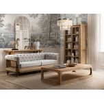 deconstructed chesterfield style sofa with wooden frame