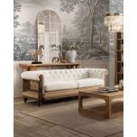 deconstructed chesterfield style sofa with wooden frame