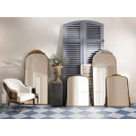 Silver mirror with ornate detail arched chateau collection