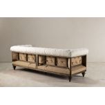 deconstructed chesterfield style sofa with wooden frame