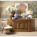 French chair with wooden frame and linen upholstery 