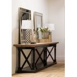 Block & Chisel weathered oak server with black lacquer base
