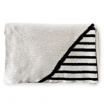 Knitted throw natural and black stripe
