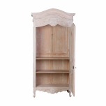 1 door french style armoire with carvings in white wash
