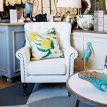 white tufted armchair in classic vanilla