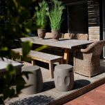 Block & Chisel rectangular outdoor wooden dining table with slated top