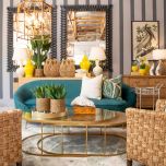 Block & Chisel modern green velvet sofa