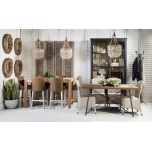 Block & Chisel lloyd loom barstool with timber legs