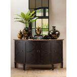 half moon black sideboard with oak top