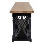 Block & Chisel weathered oak server with black lacquer base