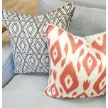 Block & Chisel ikat red orange pattern scatter cushion back
