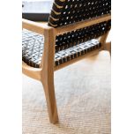 Block and chisel teak and leather armchair