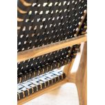 Block and chisel teak and leather armchair