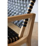 Block and chisel teak and leather armchair