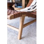 Block and chisel teak and leather lounger