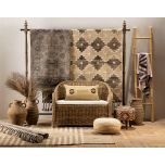 diamond pattern wool rug with fringe