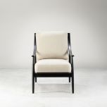 Modern armchair with black frame grey upholstery