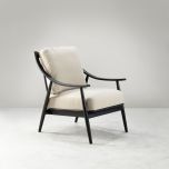 Modern armchair with black frame grey upholstery