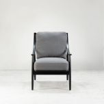 Modern armchair with black frame grey upholstery 