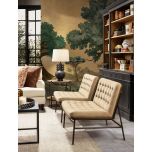 Ebony Shanti chair in sand colour fabric