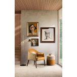 leather tub chair with beechwood legs