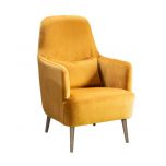 Emily occasional chair in orange mustard upholstery with additional back cushion