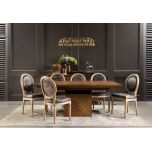 Block & Chisel brown upholstered spa back dining chair