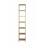 gold and wicker narrow bookshelf