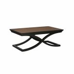 Cross leg coffee table with rattan inlay top