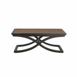 Cross leg coffee table with rattan inlay top