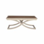 Cross leg coffee table with rattan inlay top
