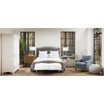 Block & Chisel round glass top side table with steel frame