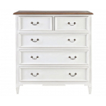 Fps 5 drawer chest of drawers in antique white weathered oak top