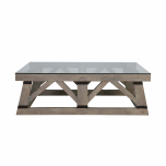 Herbert Coffee Table - Distressed Unique Coffee Table with Glass top