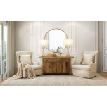 Slipcover wingback armchair in linen Château collection