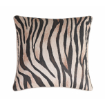 Zebra print linen cushion with velvet backing