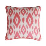 orange ikat print cushion with orange velvet backing