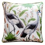 Block & Chisel bird nature print in green cushion
