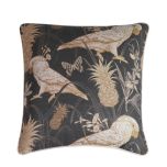 parrot cushion with cream velvet backing