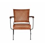 Leather and metal armchair