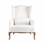 slipcover wingchair with oak legs