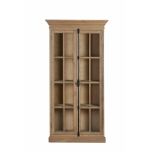 Oak display cabinet with glass doors