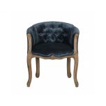 Small french tub chair upholstered in velvet