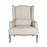 Cream wingback chair with wooden legs