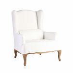 slipcover wingchair with oak legs