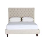 deep buttoned bed in linen 