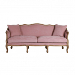 Château style pink sofa with oak frame