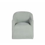 Slipcover tub chair upholstered in chenille seafoam fabric