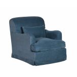 blue chenille upholstered slipcover chair 